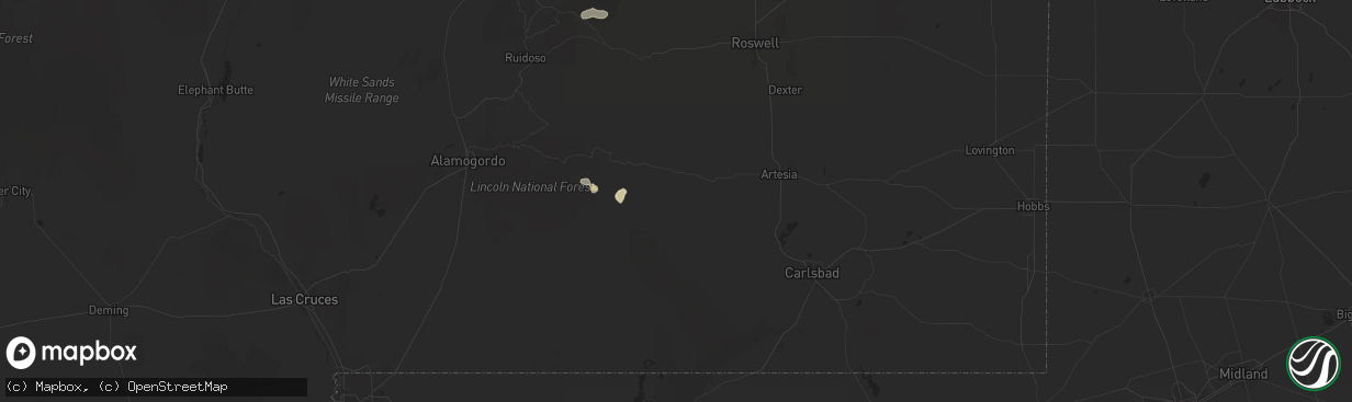 Hail map in Hope, NM on August 29, 2025