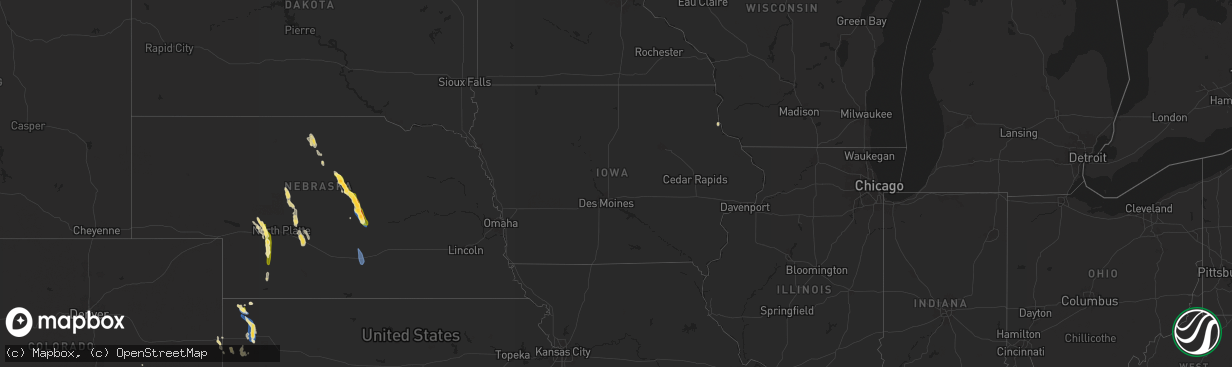 Hail map in Iowa on August 29, 2025