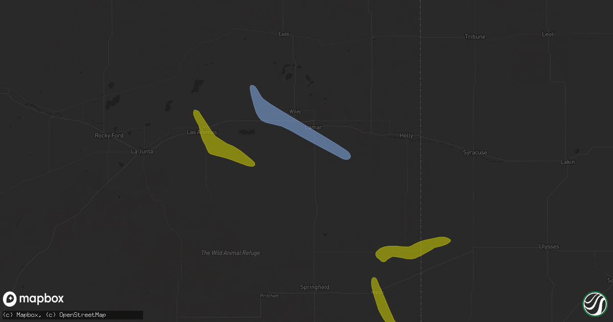 Hail map in Lamar, CO on August 29, 2025