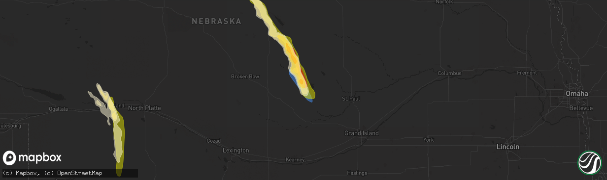 Hail map in Loup City, NE on August 29, 2025