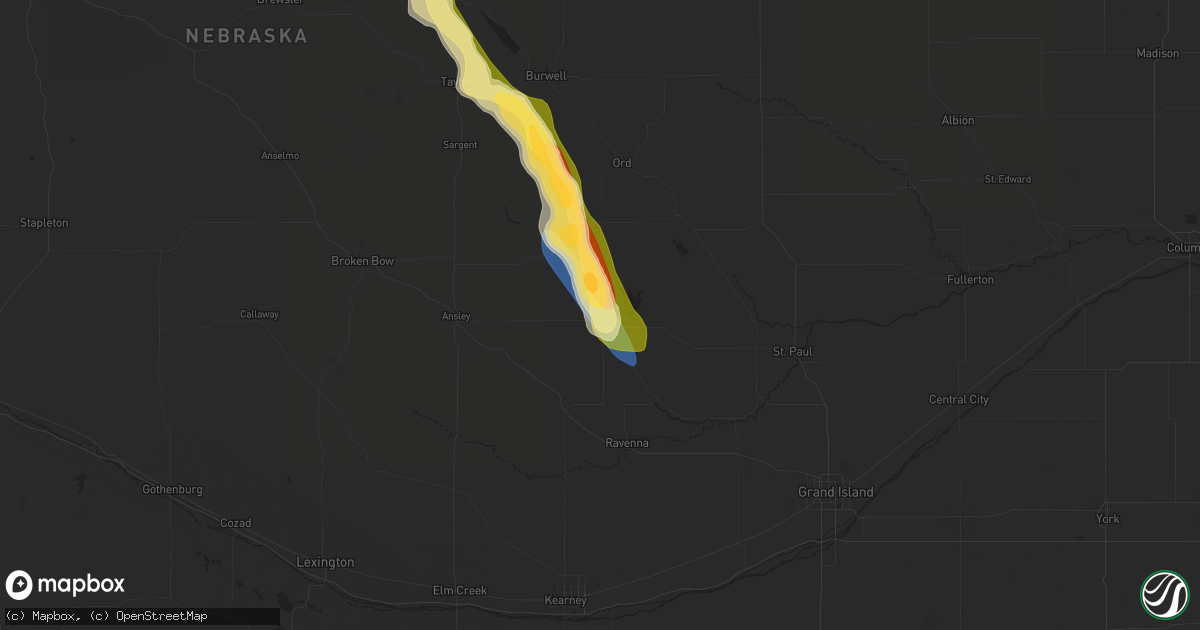 Hail map in Loup City, NE on August 29, 2025