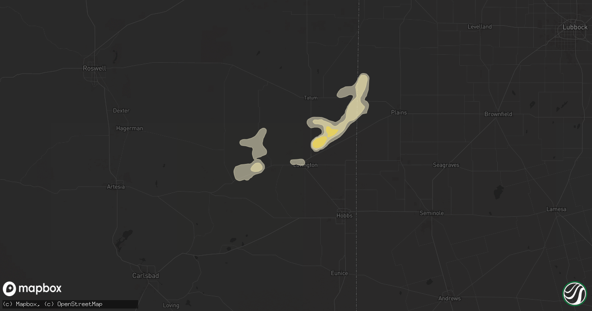 Hail map in Lovington, NM on August 29, 2025