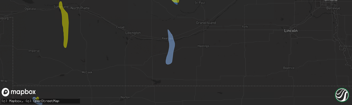 Hail map in Minden, NE on August 29, 2025