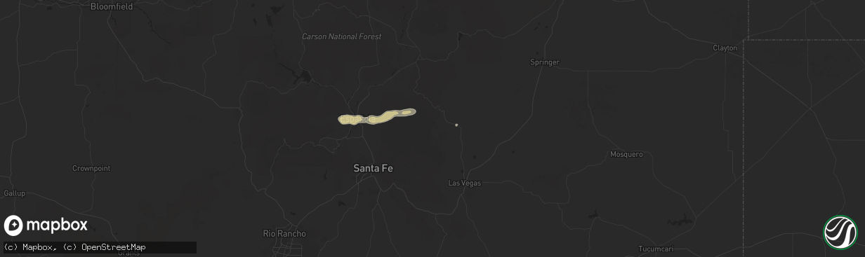 Hail map in Mora, NM on August 29, 2025