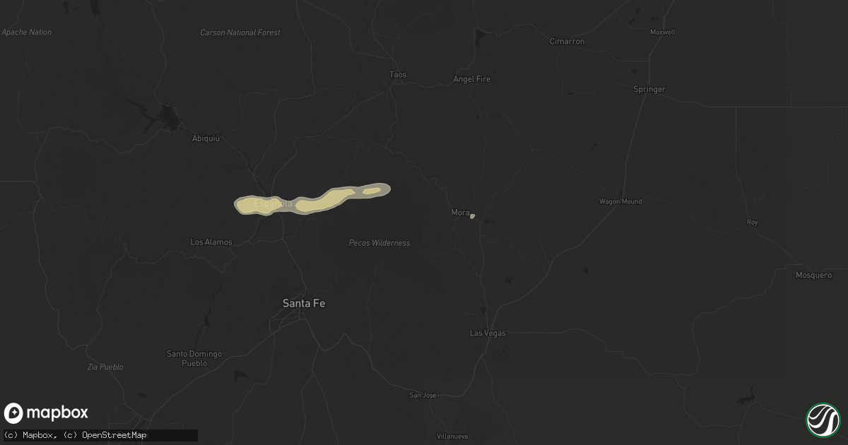 Hail map in Mora, NM on August 29, 2025