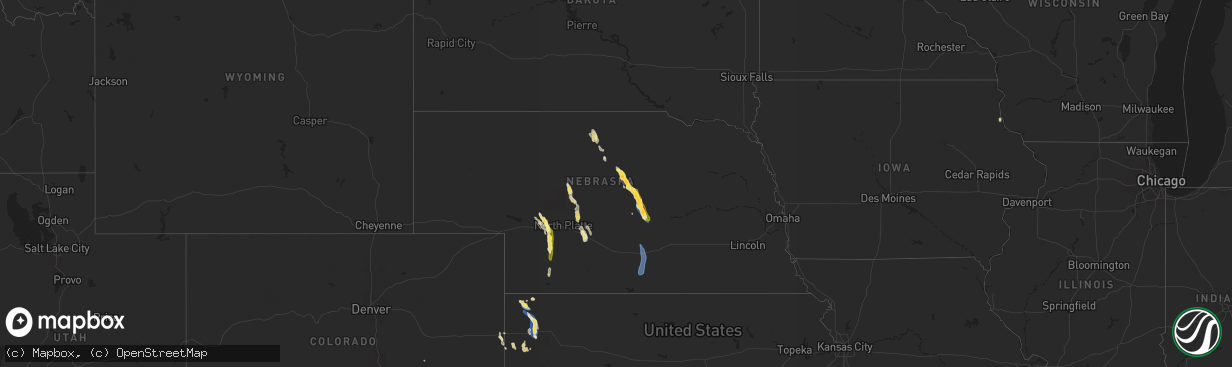 Hail map in Nebraska on August 29, 2025