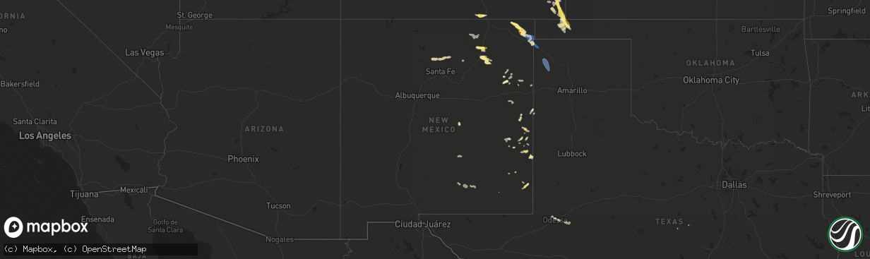 Hail map in New Mexico on August 29, 2025