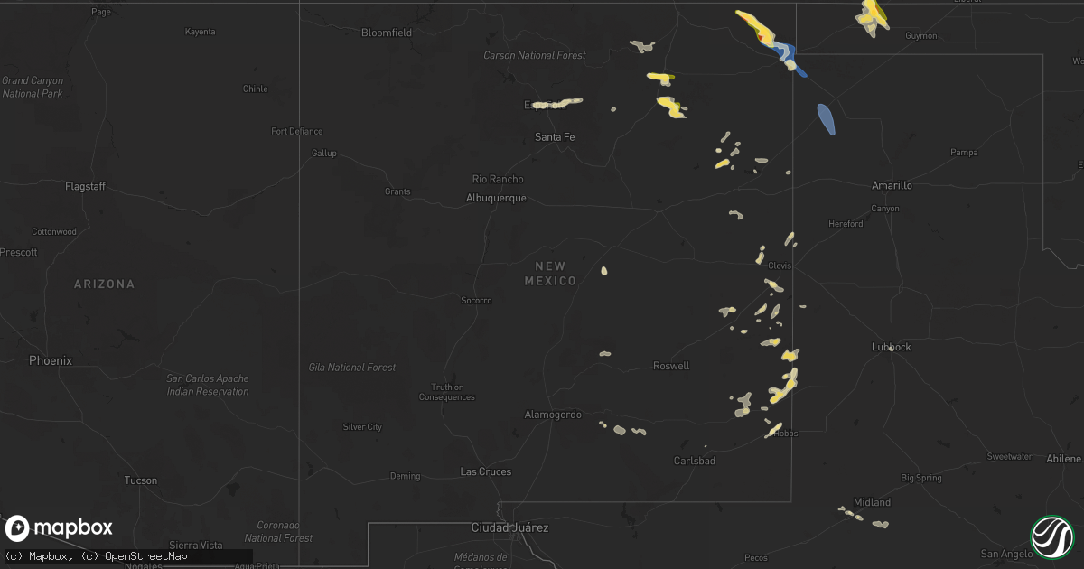 Hail map in New Mexico on August 29, 2025