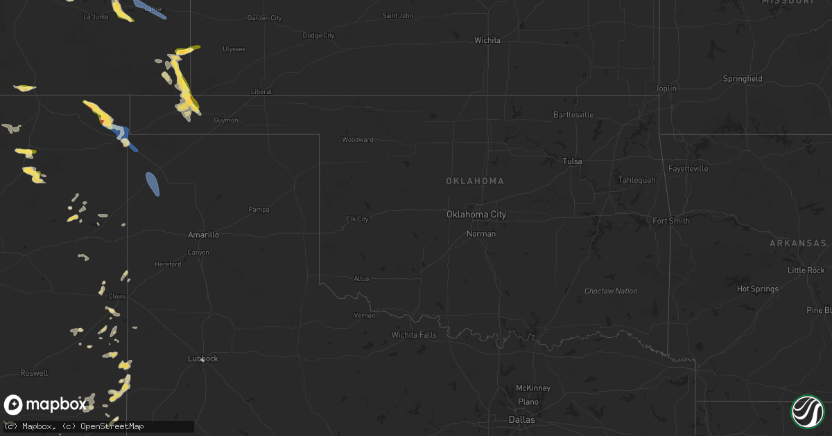 Hail map in Oklahoma on August 29, 2025