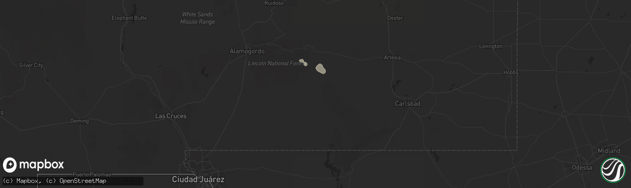 Hail map in Pinon, NM on August 29, 2025