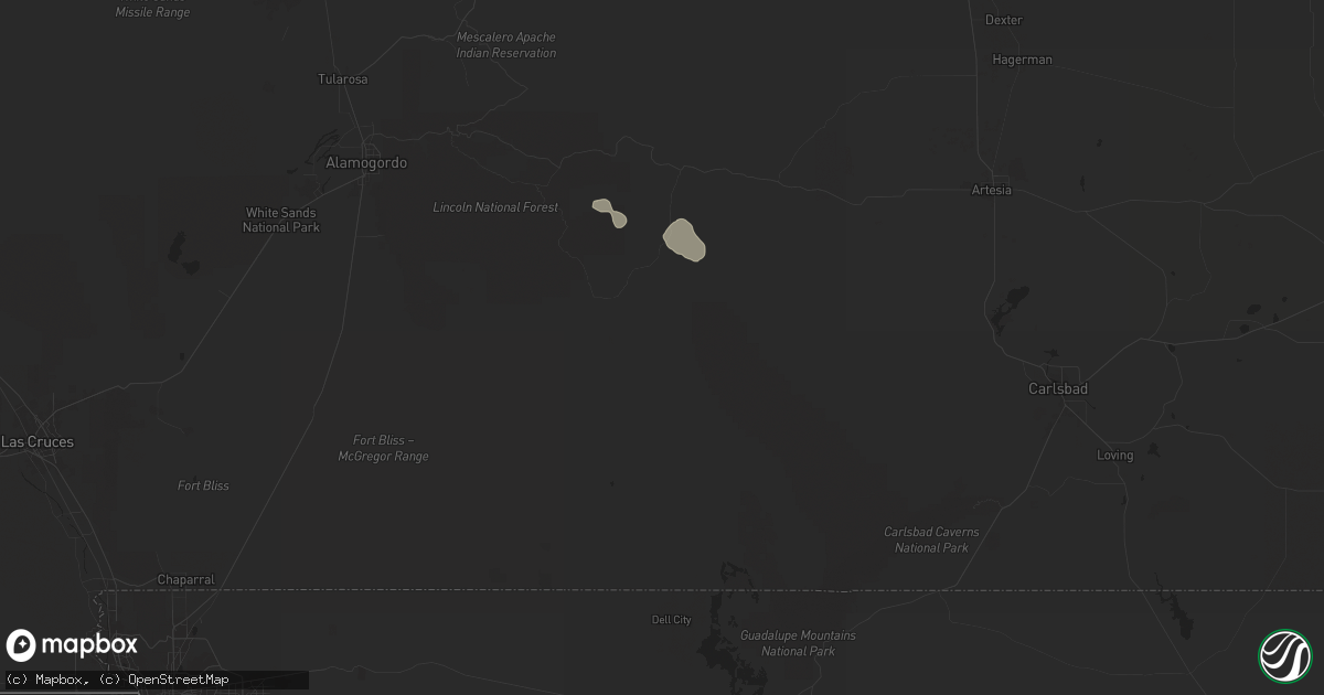 Hail map in Pinon, NM on August 29, 2025