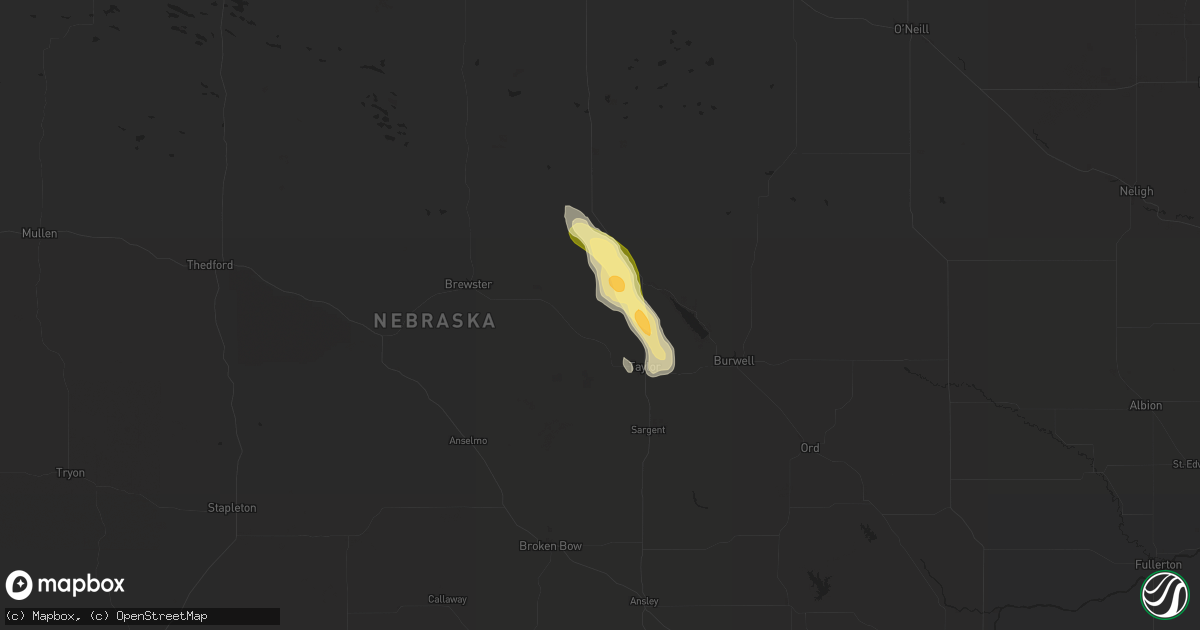 Hail map in Taylor, NE on August 29, 2025