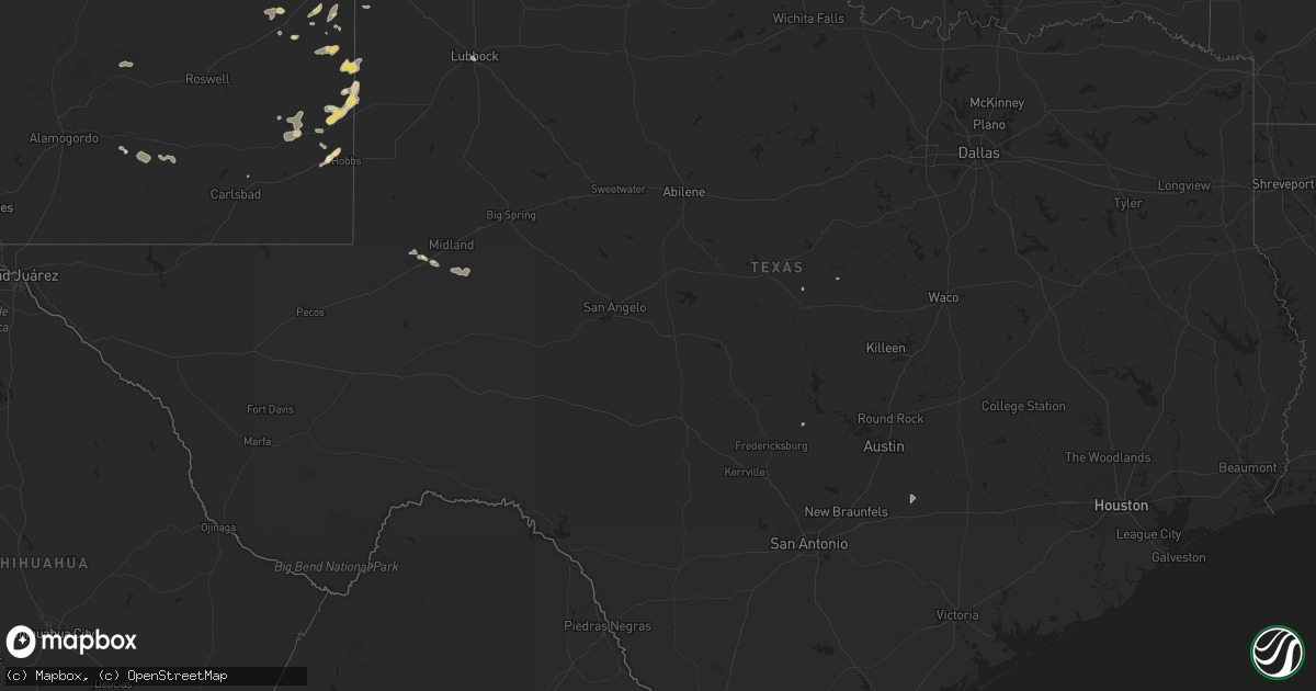 Hail map in Texas on August 29, 2025