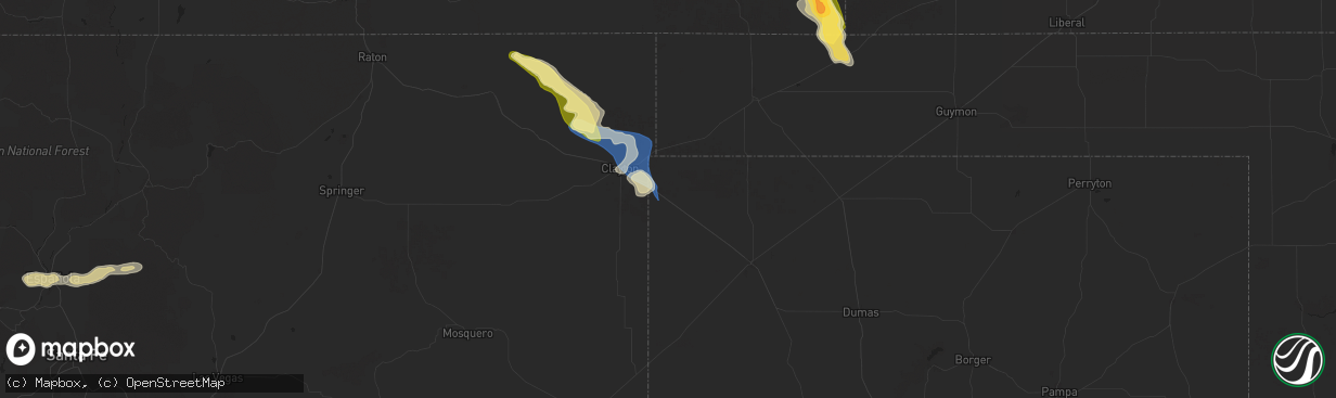 Hail map in Texline, TX on August 29, 2025