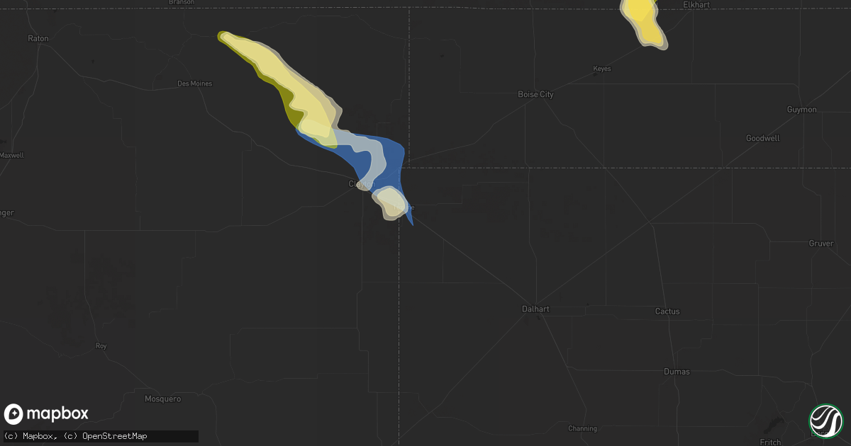 Hail map in Texline, TX on August 29, 2025