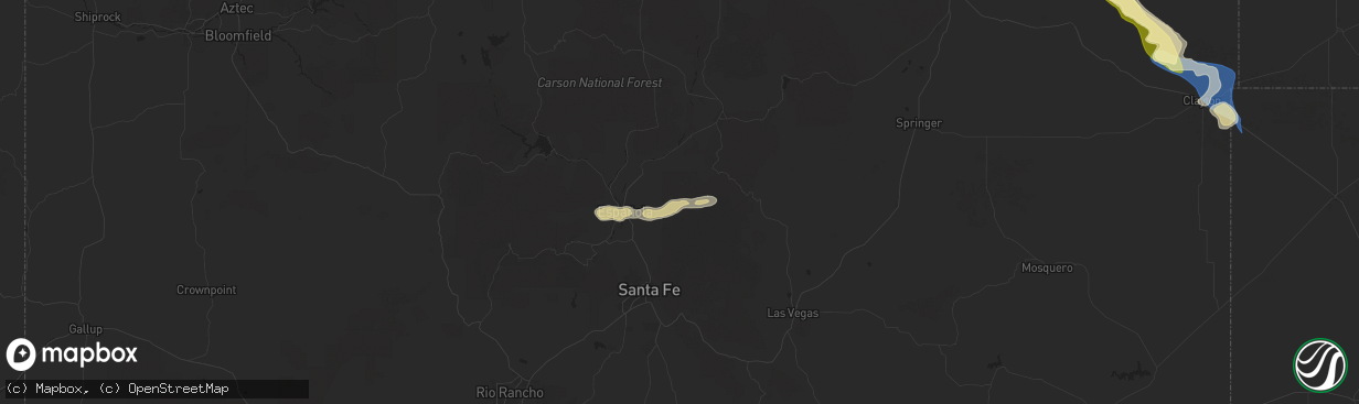 Hail map in Truchas, NM on August 29, 2025