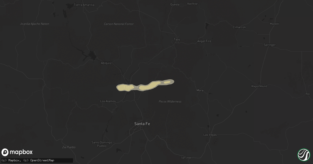 Hail map in Truchas, NM on August 29, 2025