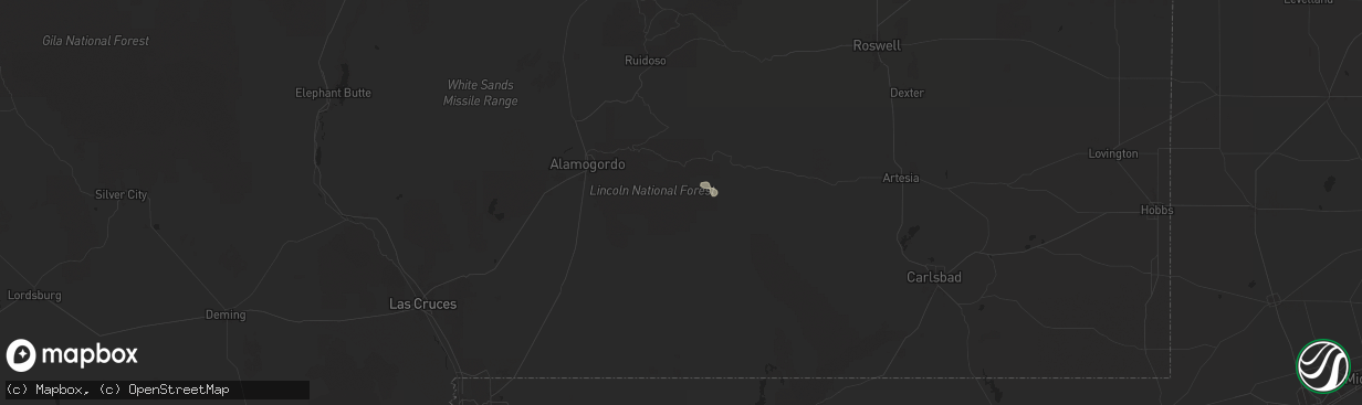 Hail map in Weed, NM on August 29, 2025