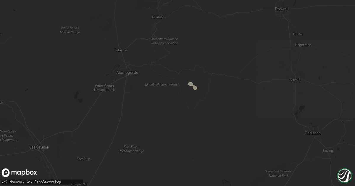 Hail map in Weed, NM on August 29, 2025