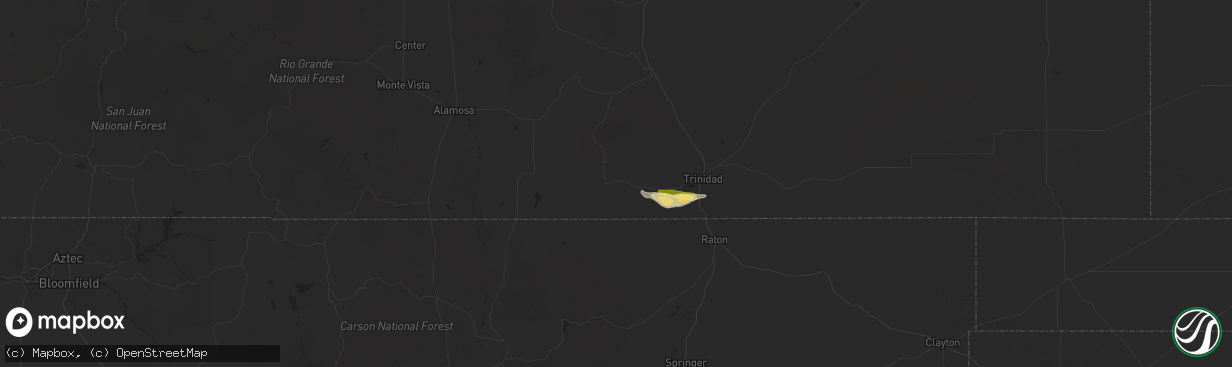Hail map in Weston, CO on August 29, 2025