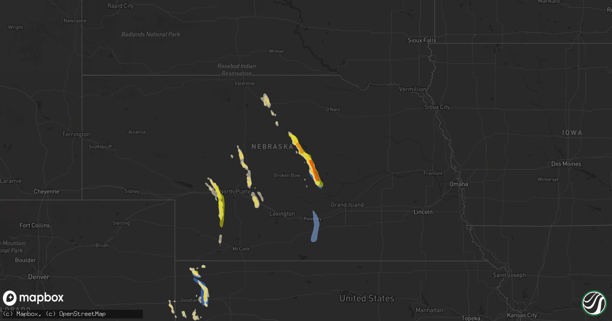 Hail map on August 29, 2025