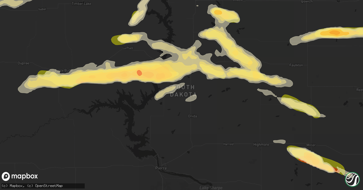 Hail map in Agar, SD on August 29, 2026