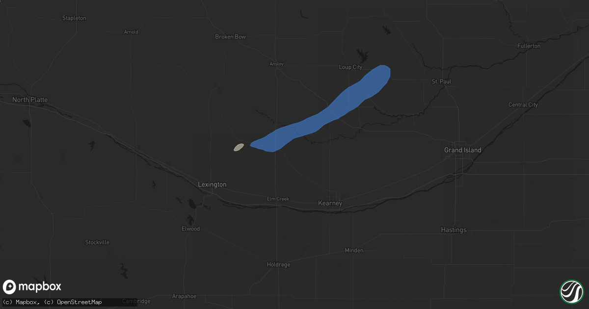 Hail map in Amherst, NE on August 29, 2026