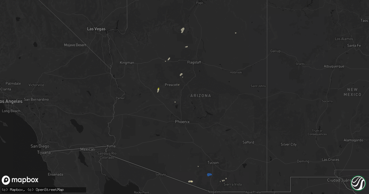 Hail map in Arizona on August 29, 2026