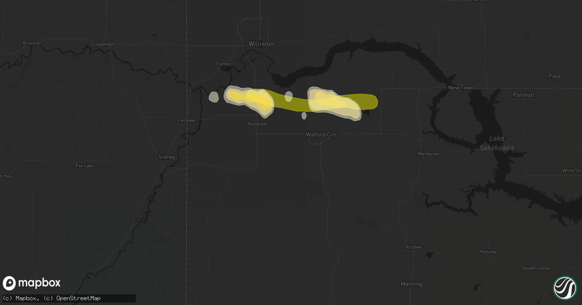 Hail map in Arnegard, ND on August 29, 2026