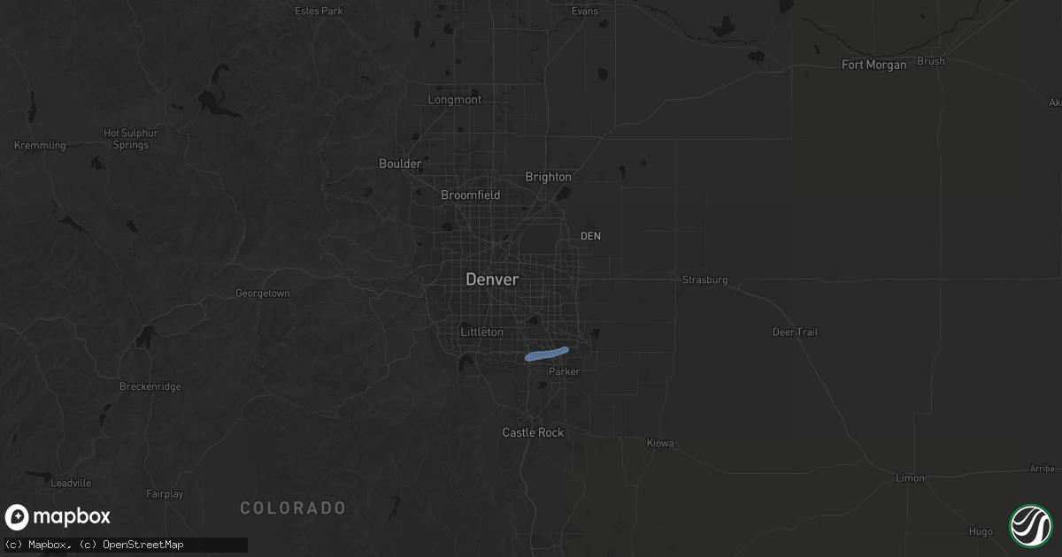 Hail map in Aurora, CO on August 29, 2026