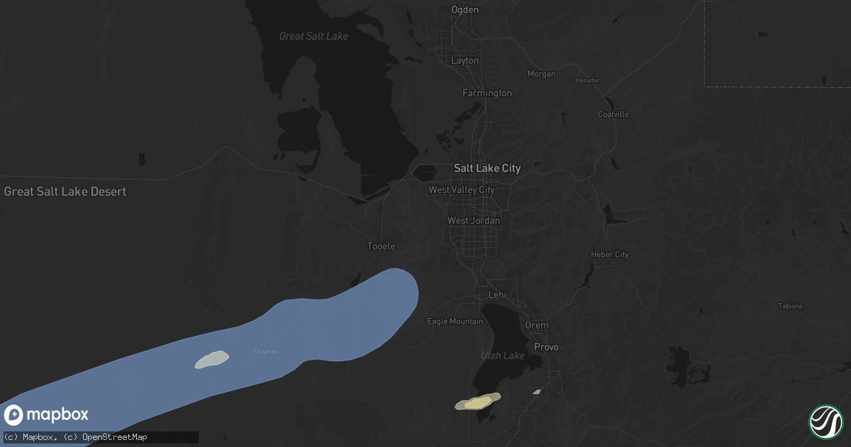Hail map in Bingham Canyon, UT on August 29, 2026