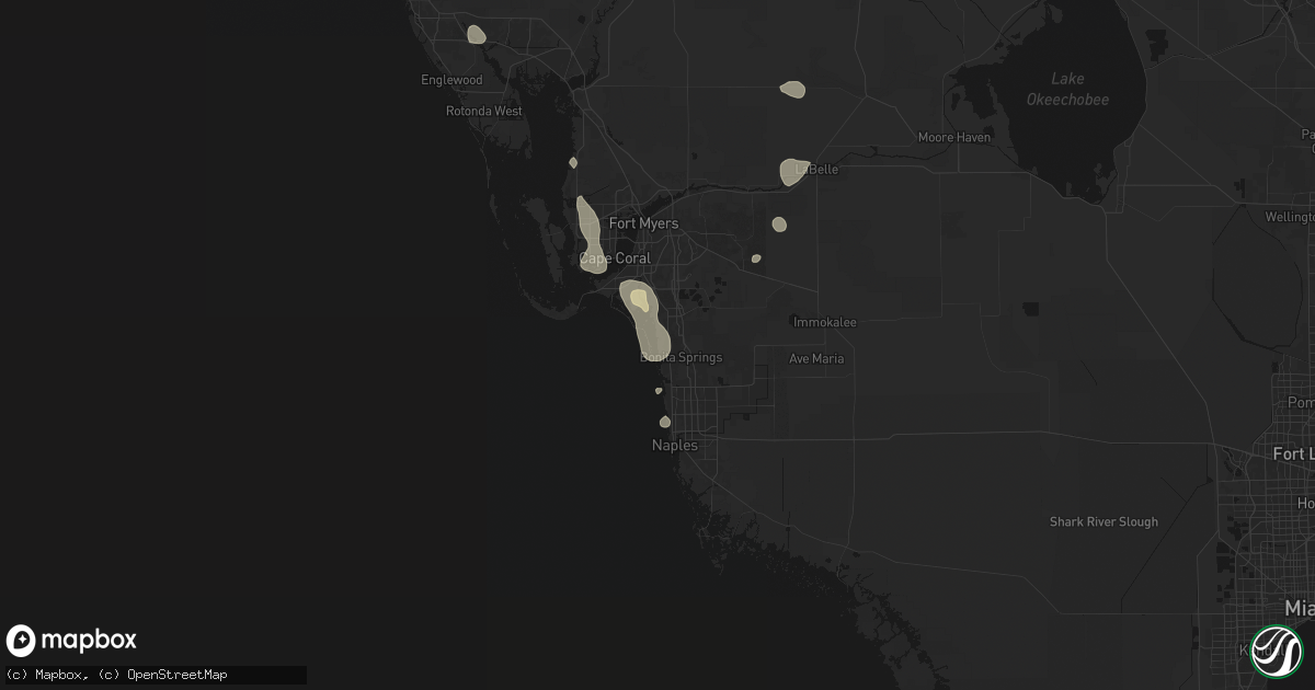 Hail map in Bonita Springs, FL on August 29, 2026
