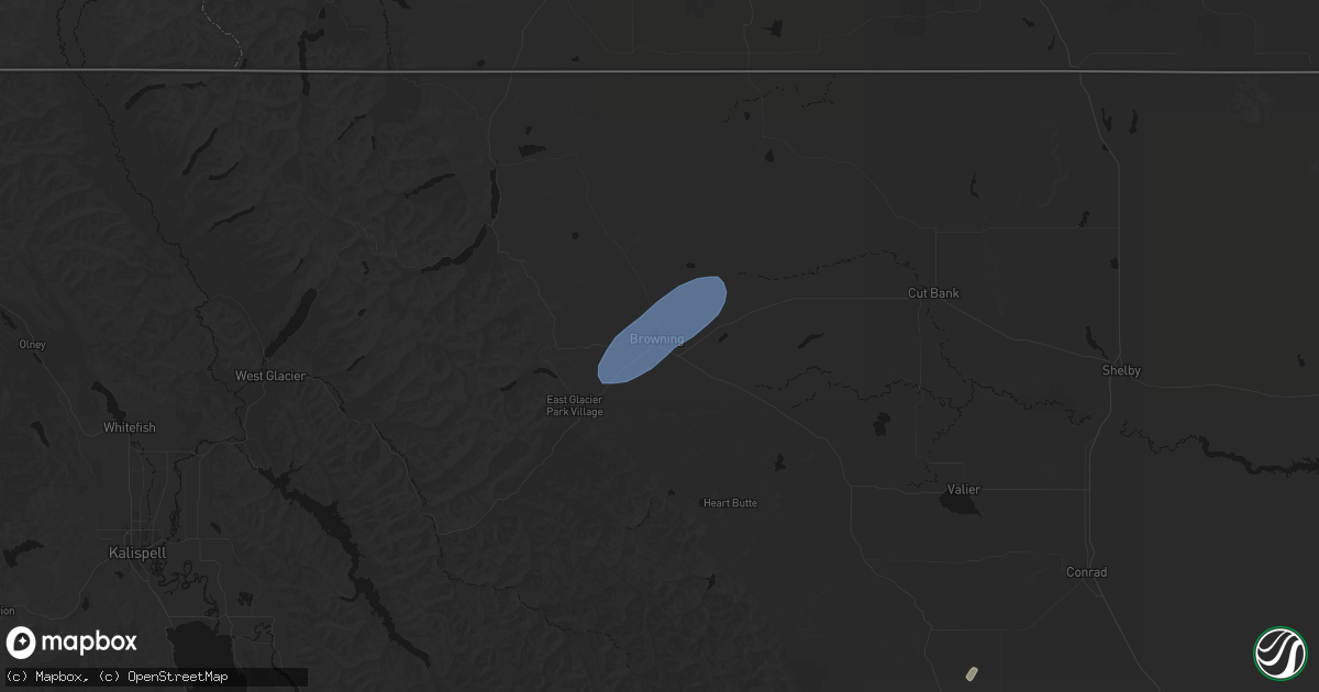 Hail map in Browning, MT on August 29, 2026