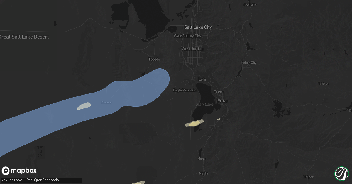 Hail map in Cedar Valley, UT on August 29, 2026