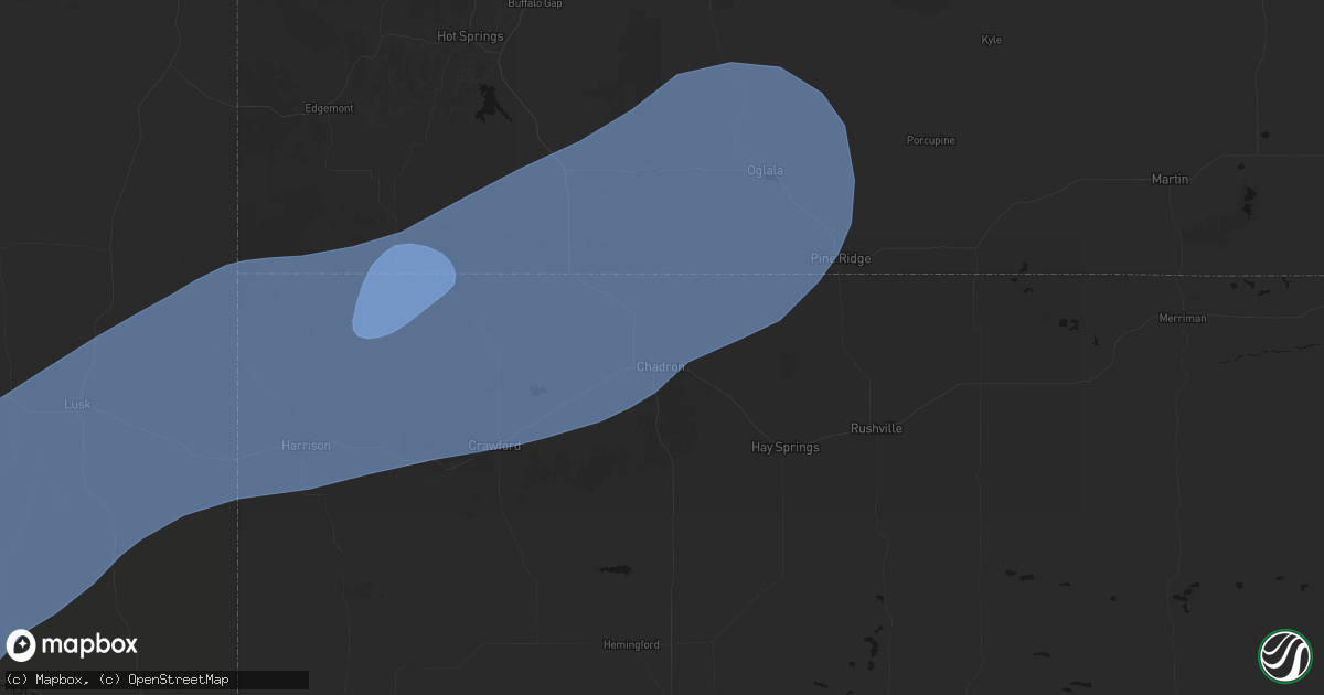 Hail map in Chadron, NE on August 29, 2026