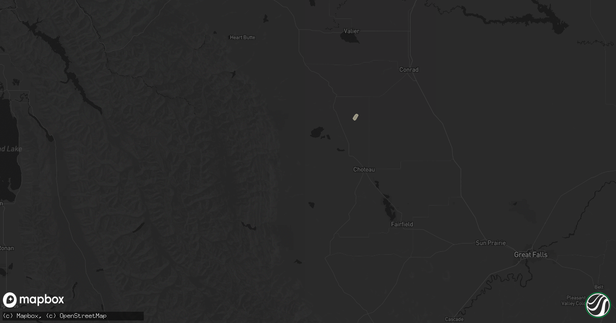 Hail map in Choteau, MT on August 29, 2026