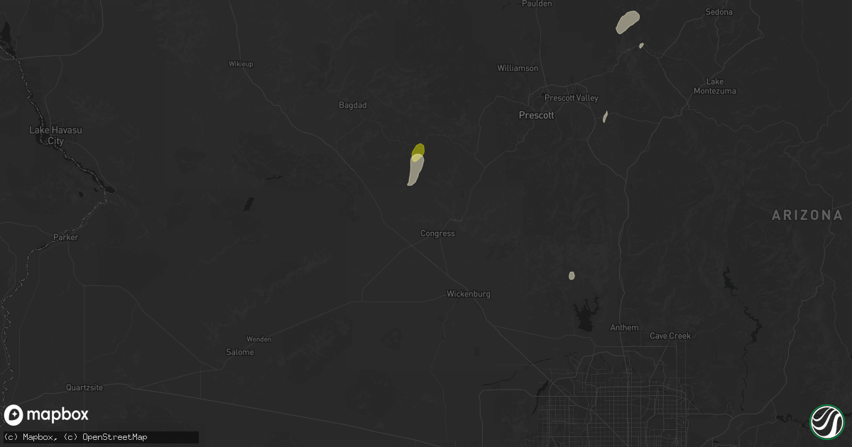 Hail map in Congress, AZ on August 29, 2026