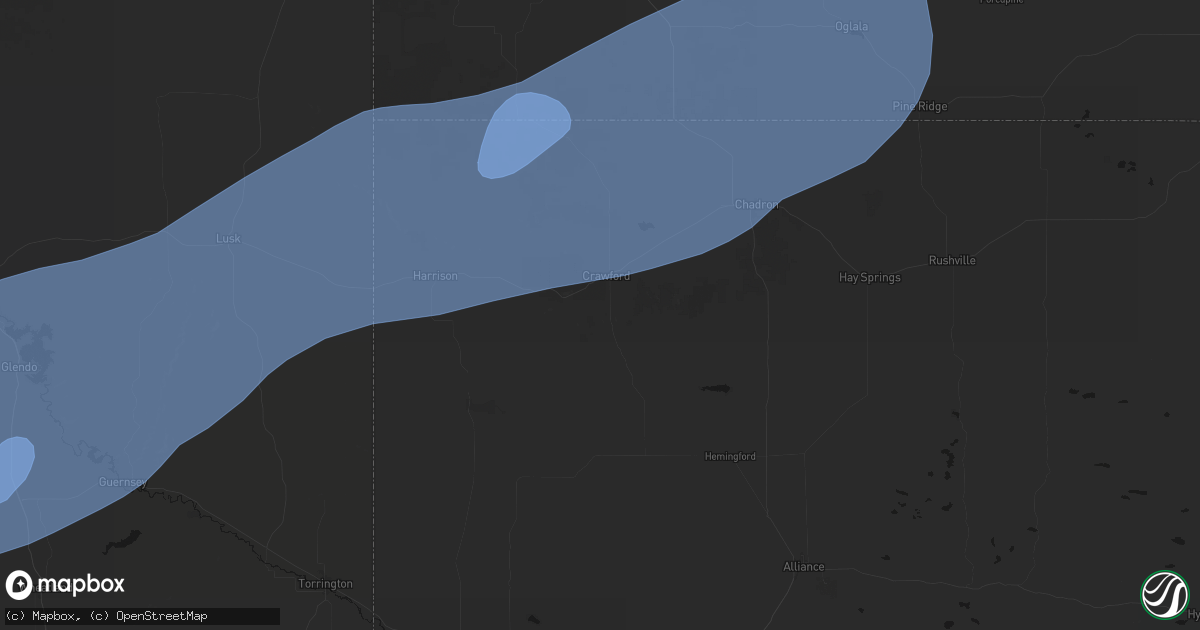 Hail map in Crawford, NE on August 29, 2026