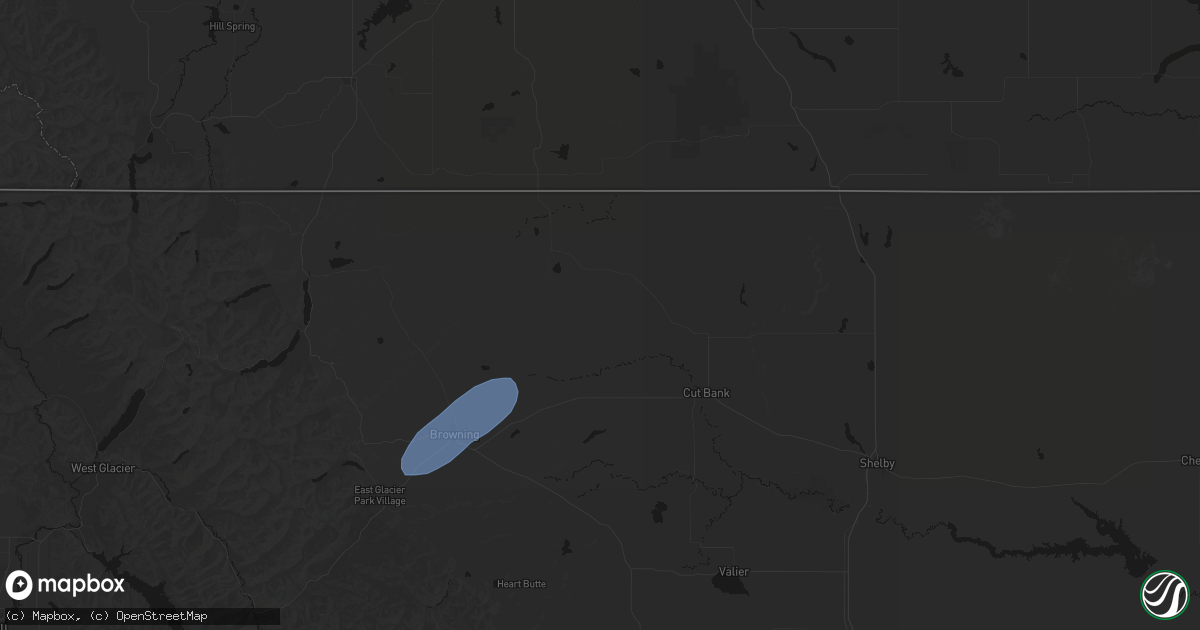 Hail map in Cut Bank, MT on August 29, 2026