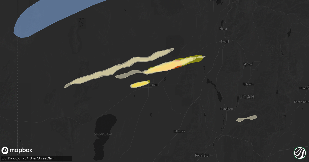 Hail map in Delta, UT on August 29, 2026