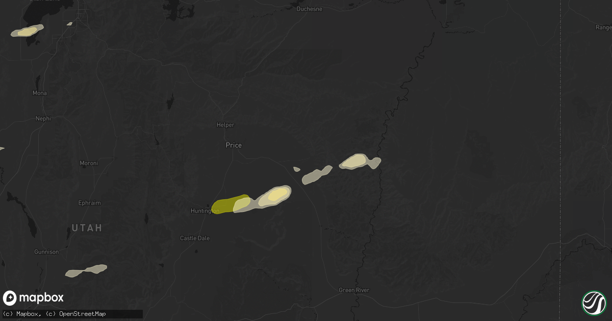 Hail map in East Carbon, UT on August 29, 2026