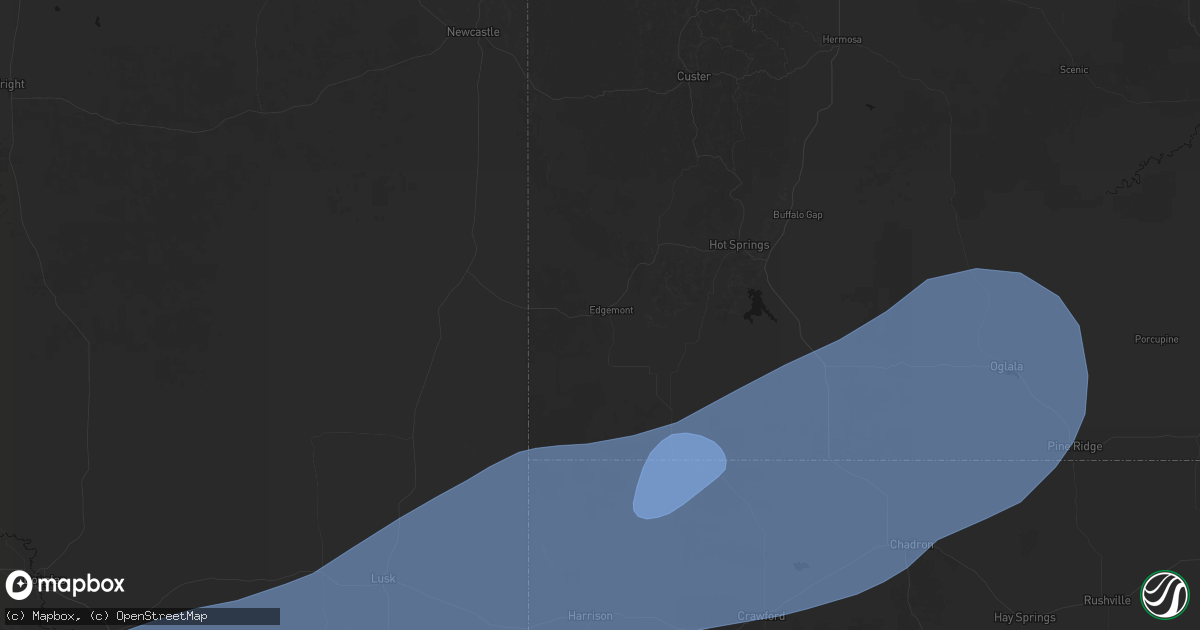 Hail map in Edgemont, SD on August 29, 2026