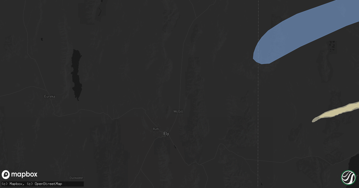 Hail map in Ely, NV on August 29, 2026