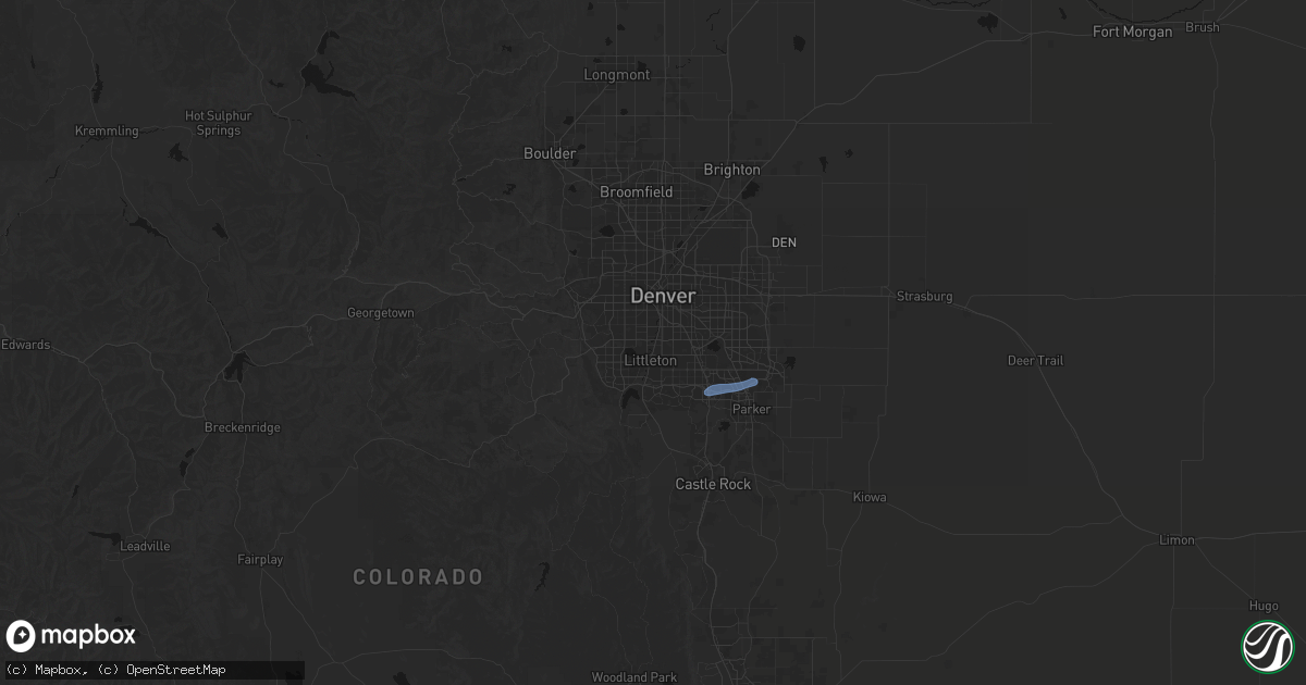 Hail map in Englewood, CO on August 29, 2026