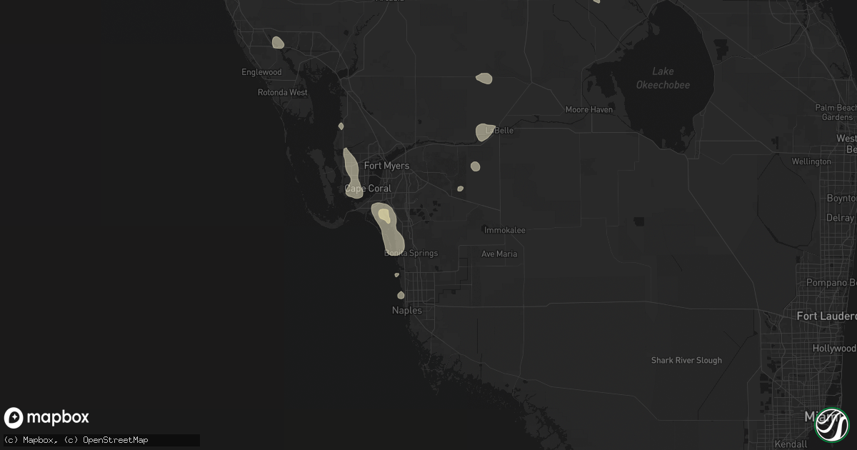 Hail map in Estero, FL on August 29, 2026