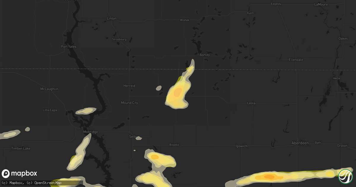 Hail map in Eureka, SD on August 29, 2026