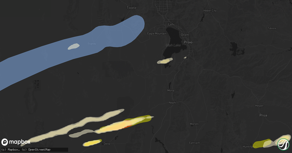 Hail map in Eureka, UT on August 29, 2026