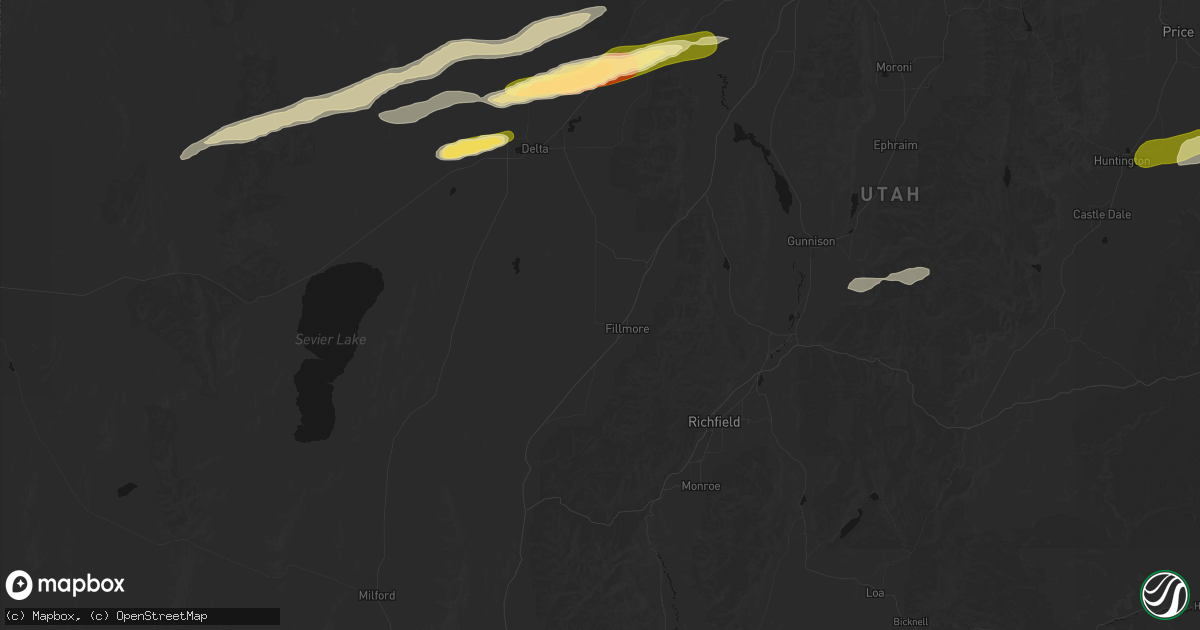 Hail map in Fillmore, UT on August 29, 2026