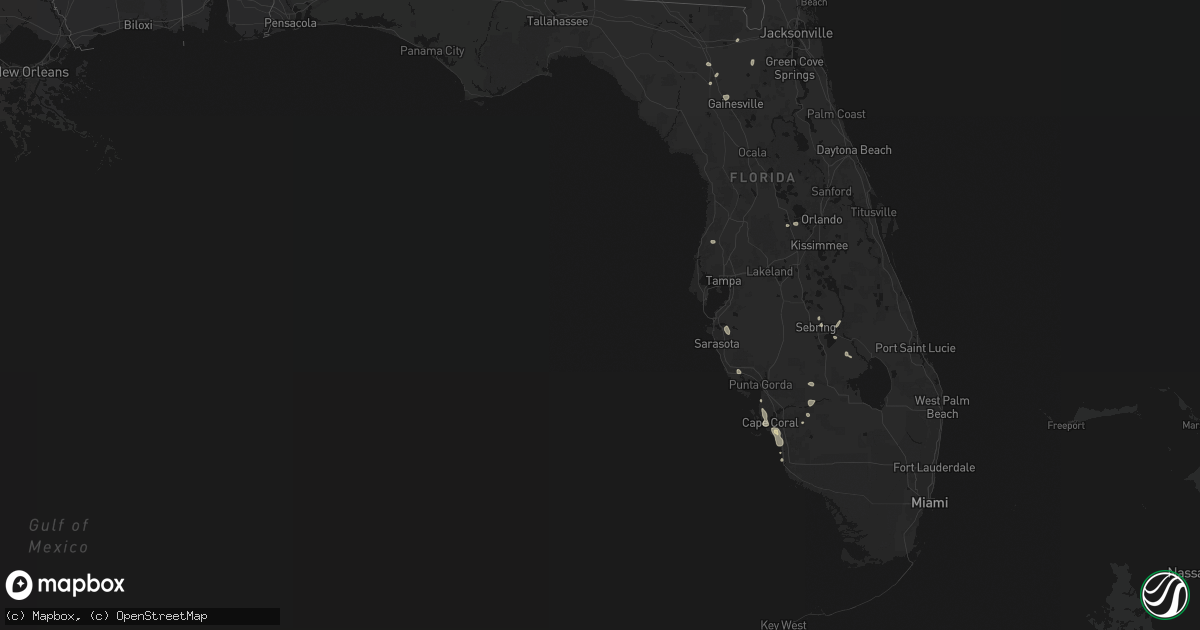Hail map in Florida on August 29, 2026