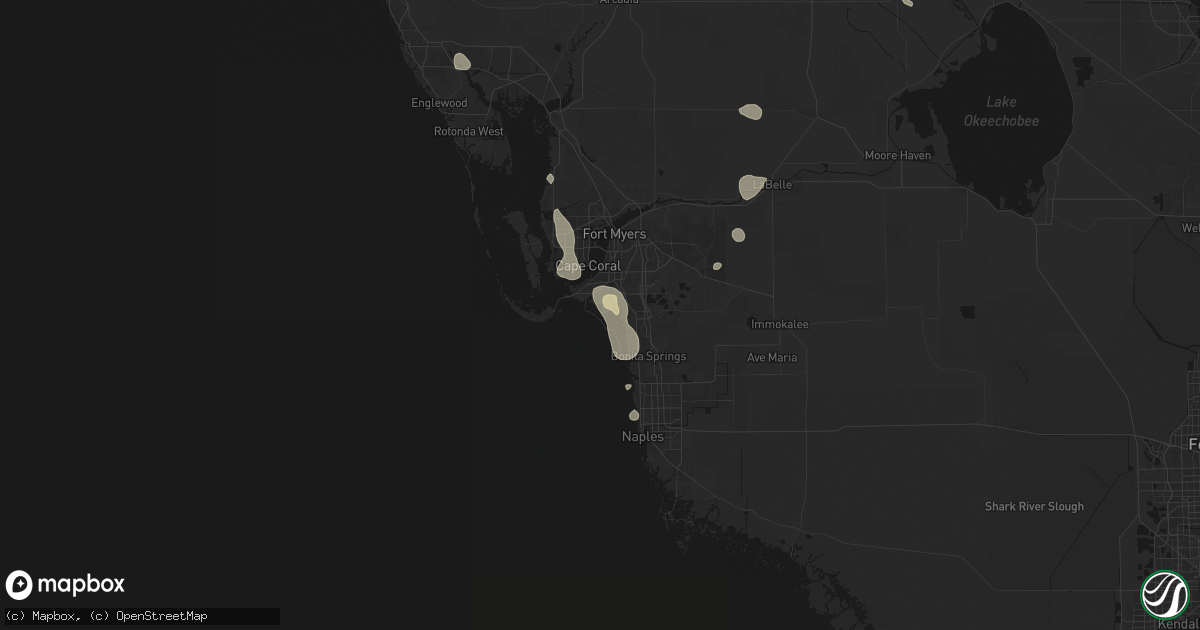 Hail map in Fort Myers Beach, FL on August 29, 2026
